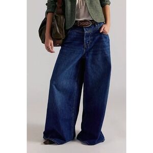 WE THE FREE Give and Take Extra Baggy Wide Leg Denim Jeans Womens Size 31 Blue
